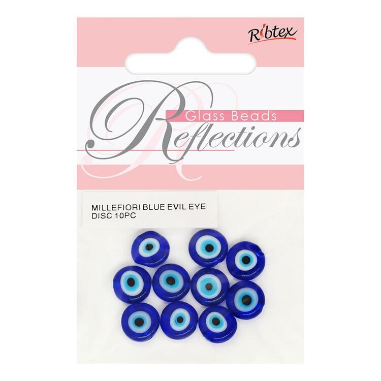 Ribtex Glass Evil Eye Disc Glass Bead 10 Pack Multicoloured