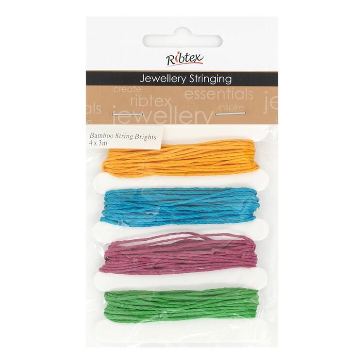 Jewellery String Ribtex Jewellery Stringing Bamboo Cord String Brights 4 Pack Multicoloured