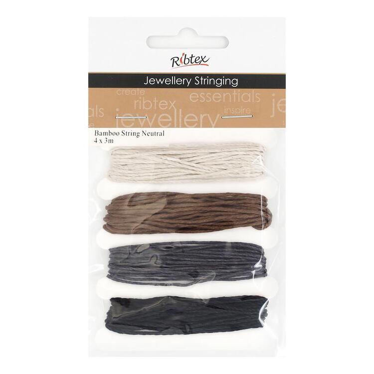 Ribtex Jewellery Stringing Bamboo Cord String Neutrals 4 Pack