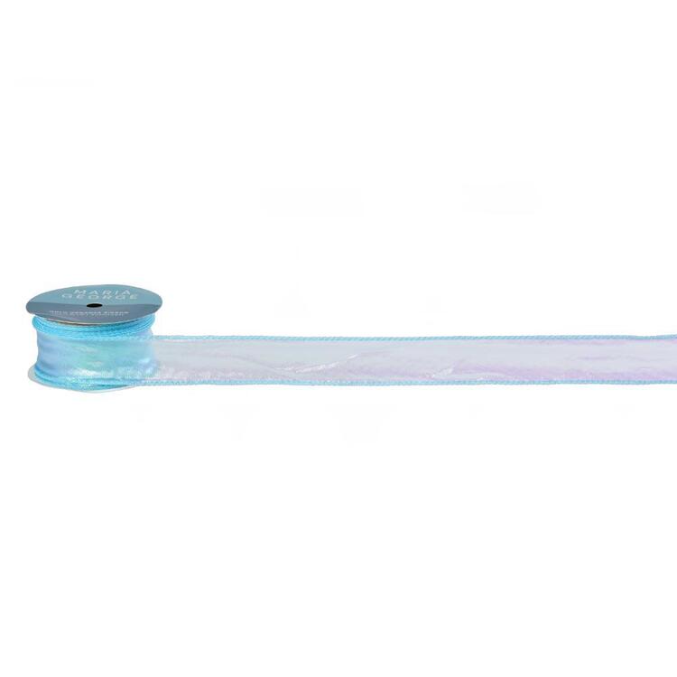 Maria George Holographic Organza Ribbon Blue