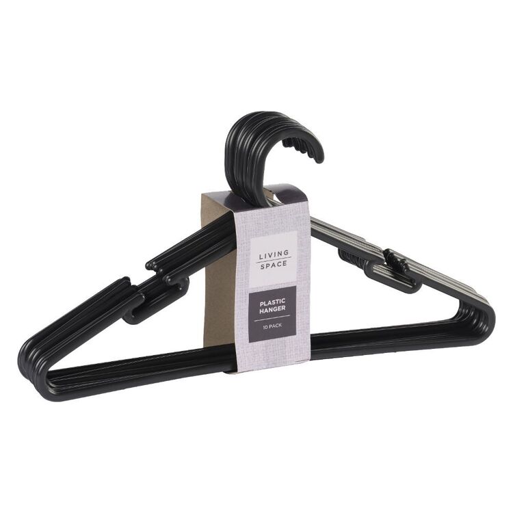 Living Space Plastic Hanger 10 Pack Black - Main Image