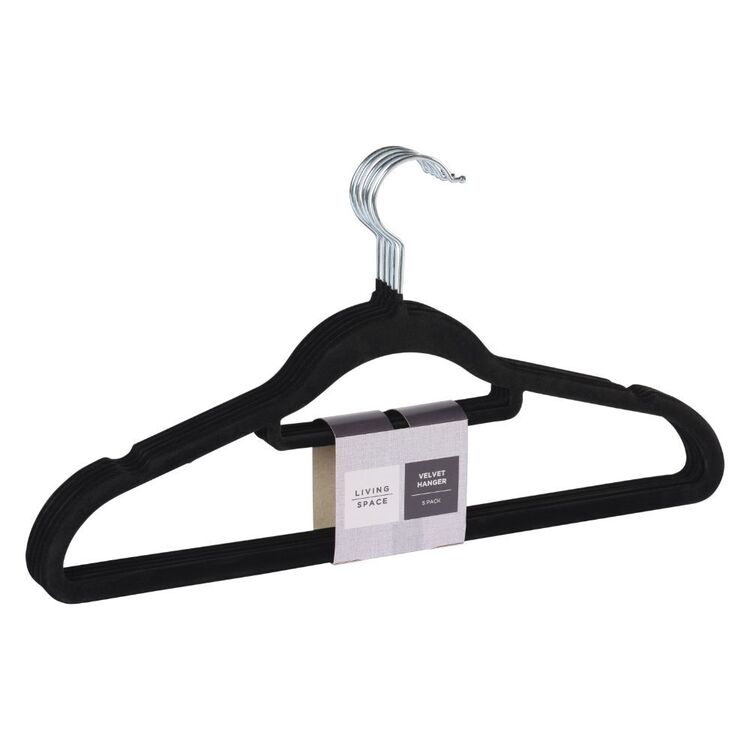 Living Space Velvet Hanger Pack Black