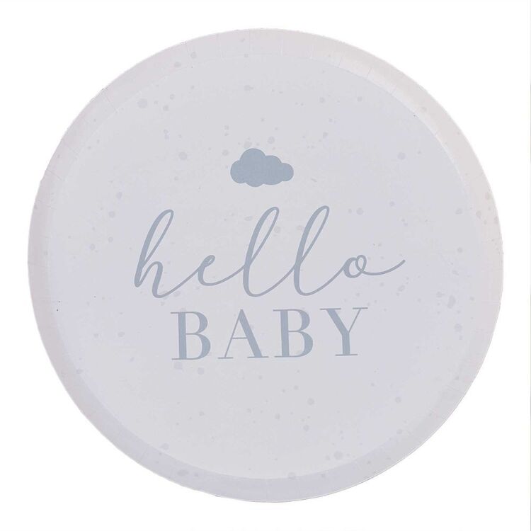 Ginger Ray Hello Baby Speckle Paper Plates Multicoloured
