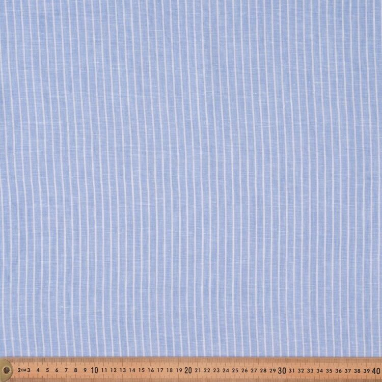 Yarn Dyed Fine Stripe 135 cm Linen Fabric Blue & White