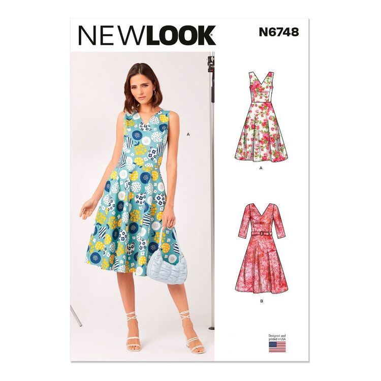 New Look N6748 Misses' Dress With Sleeve Variations Pattern White