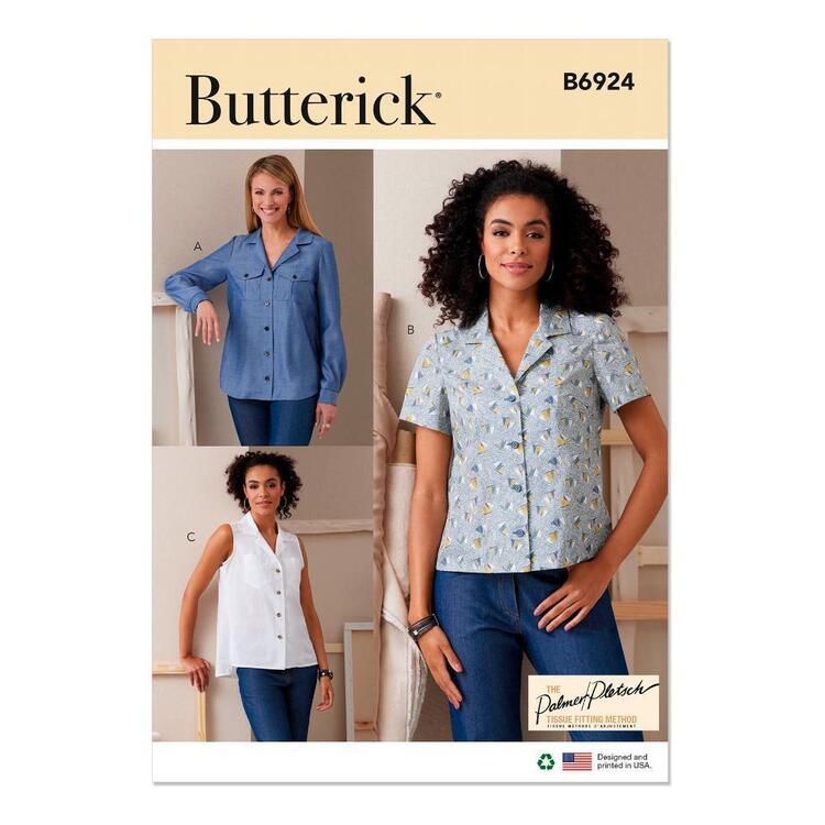 Butterick B6924 Misses' Shirts By Palmer & Pletsch Pattern 18 - 24 (Paper)