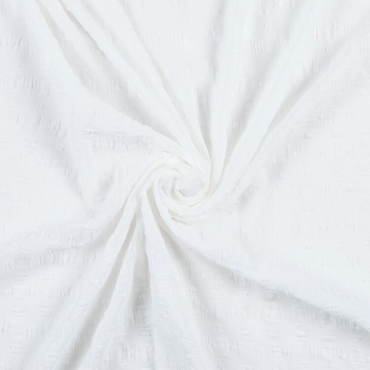 Checked 138 cm Swiss Dot Chiffon Fabric White