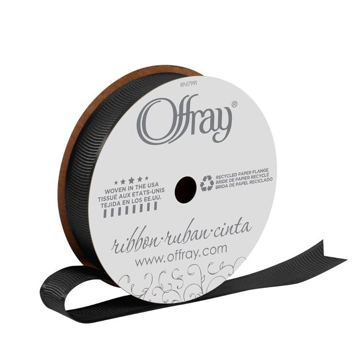 Offray Grosgrain 16 mm Satin Ribbon Black