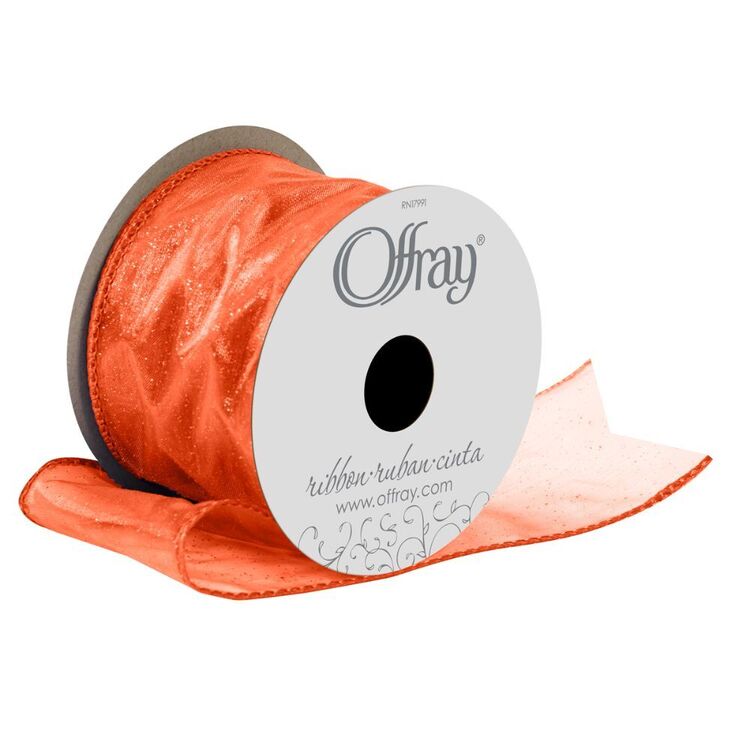 Offray Ribbon Colours Offray Wired 57 mm Quest Ribbon Orange | Spotlight Australia