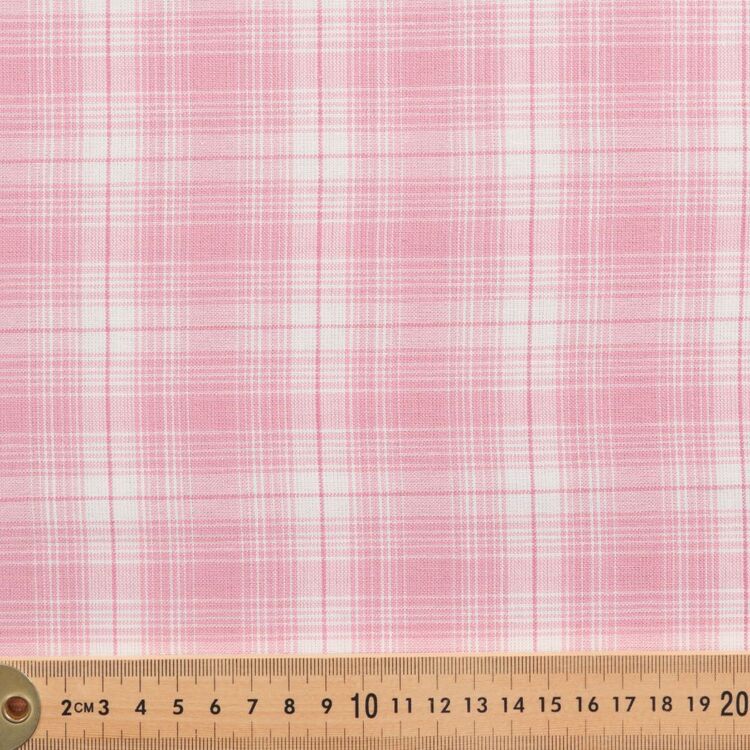 Yarn Dyed Large Check 112 cm Cotton Fabric Pink
