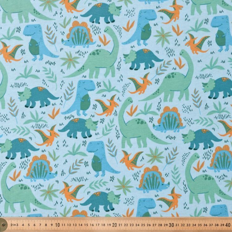 Dino rawr 112 cm organic Cotton Jersey Fabric Multicoloured 112 cm