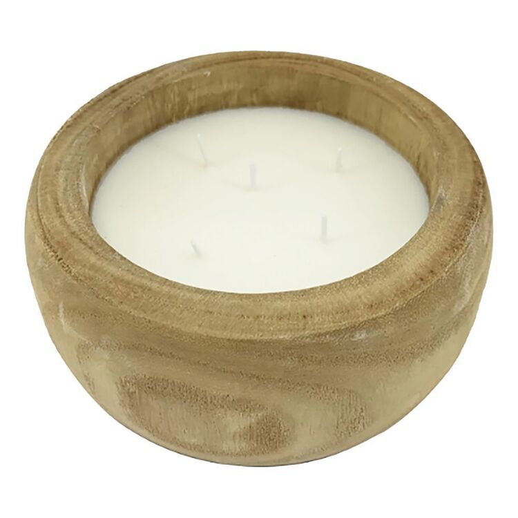 Bouclair Refined Retro Wood Large Candle Holder Natural 15 x 8 cm