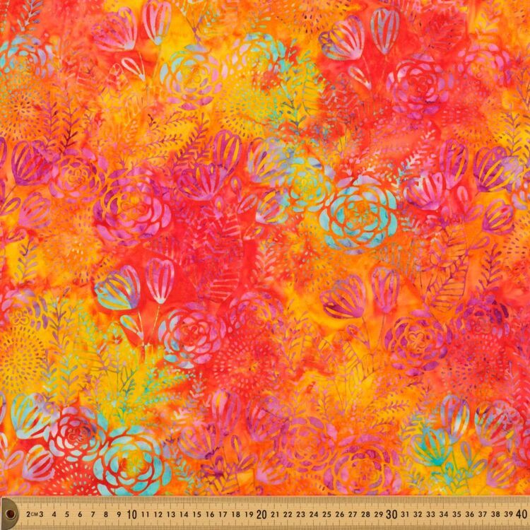 Picked Garden 112 cm Indian Batik Fabric Multicoloured 112 cm