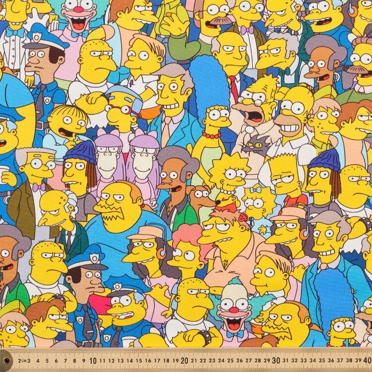 Simpsons Cast Print 150 cm Multipurpose Cotton Fabric Multicoloured