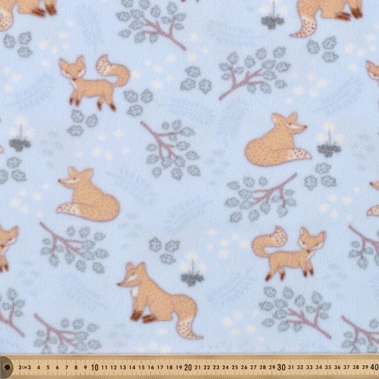 Fox 148 cm Micro Nursery Fleece Fabric Blue