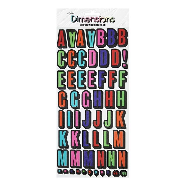 Ribtex Dimensions Bold Multicoloured Alphabet Stickers Bold Alphabet