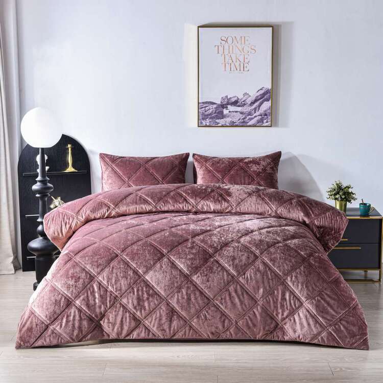 KOO Jessie Velvet Comforter Set Pink Salt King
