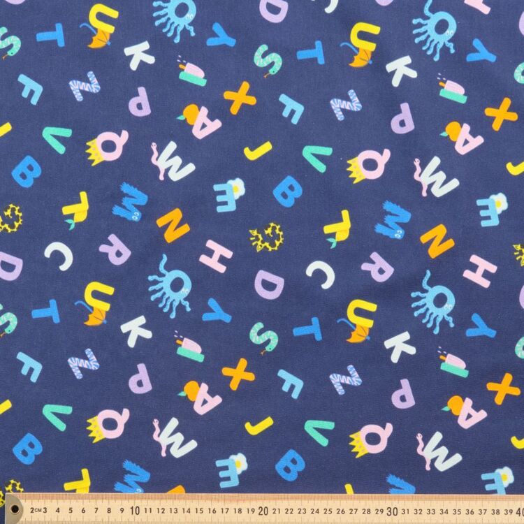 Alphabet 112 cm Cotton Jersey Fabric Multicoloured 112 cm