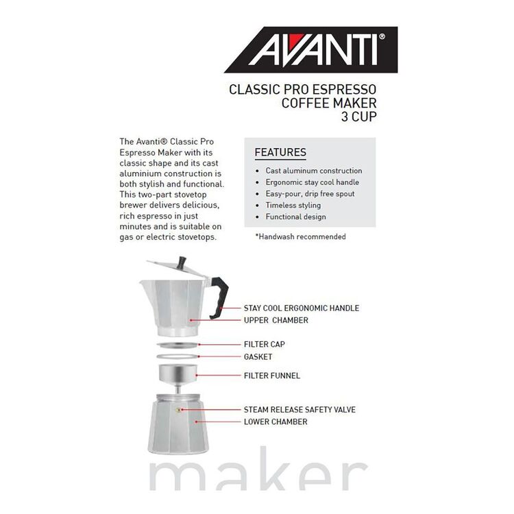 Avanti Classic Avanti Stove Top Coffee Maker Avanti Classic Pro
