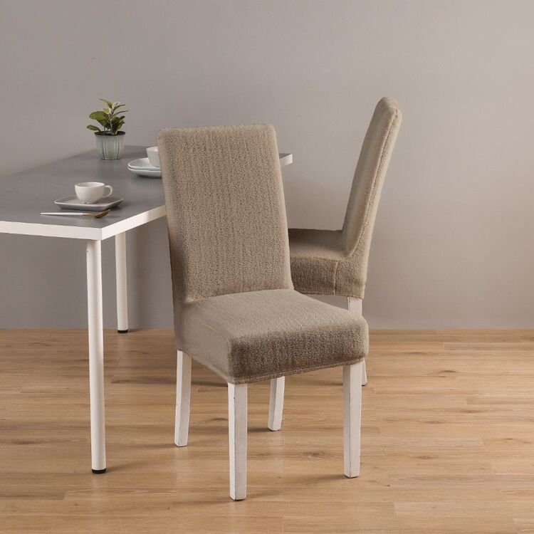 KOO Teddy Soft Dining Chair Cover 2 Pack Linen