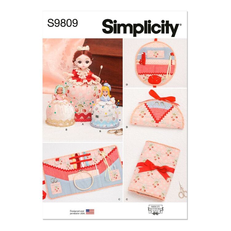 Simplicity S9809 Pincushion Dolls, Project Organizer and Etui by Shirley Botsford Pattern White One Size