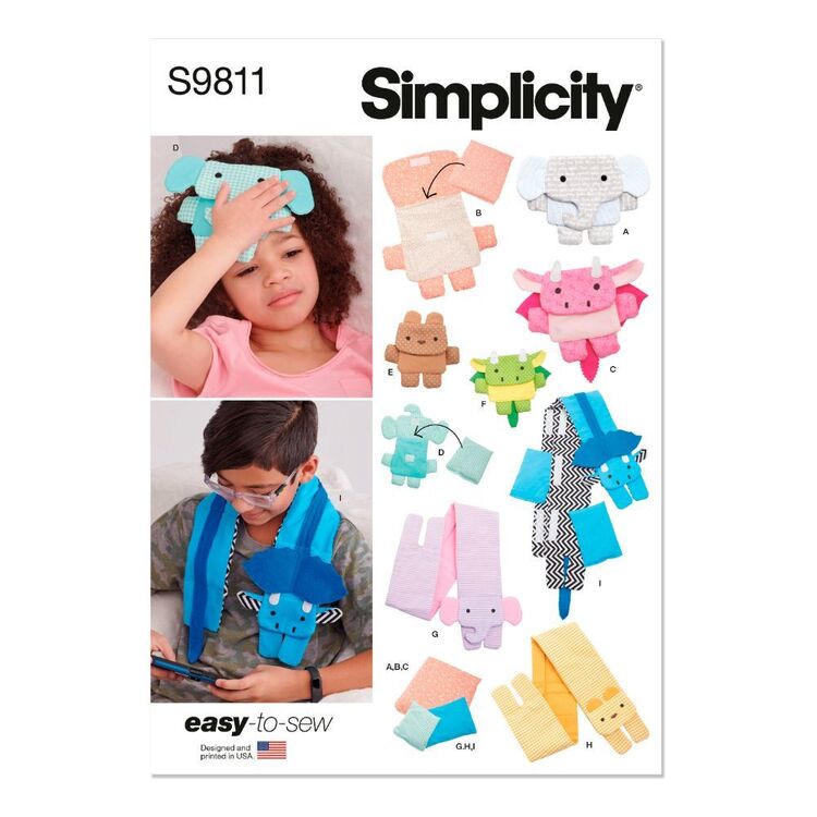 Kids Pattern Pack Simplicity S9811 Children's Warm or Cool Packs & Covers Pattern ...