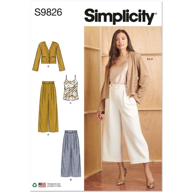 Simplicity Patterns Cardigan Patterns Simplicity S9826 Misses' Pants, Camisole & Cardigan Pattern 12 - 20 ...