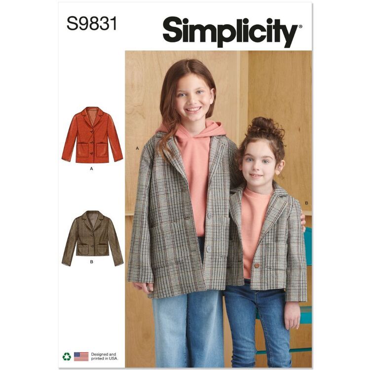 Simplicity S9831 Children's & Girl's Jacket Pattern