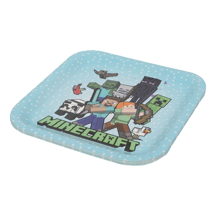 Caprice Minecraft Square Plate 8 Pack Blue