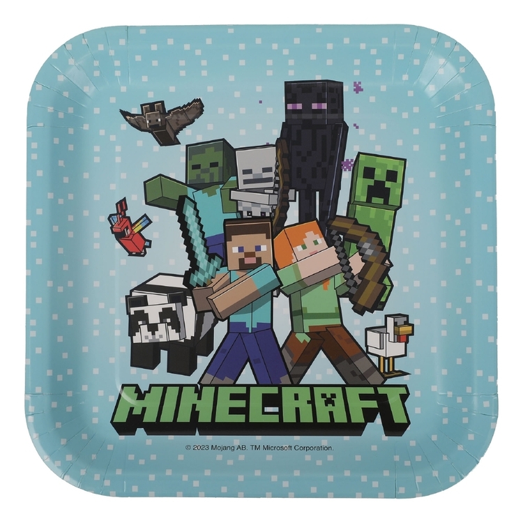 Caprice Minecraft Square Plate 8 Pack Blue