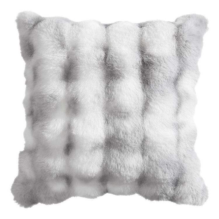 Platinum Faux Fur Cushion Silver