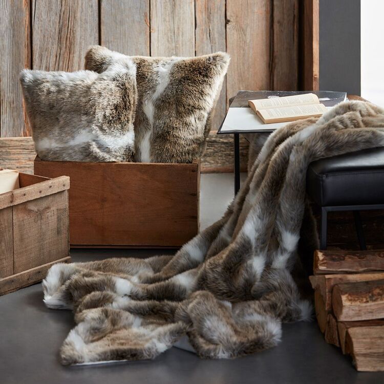 Fur Throws At Spotlight Bouclair Faux Fur Doe Cushion Brown