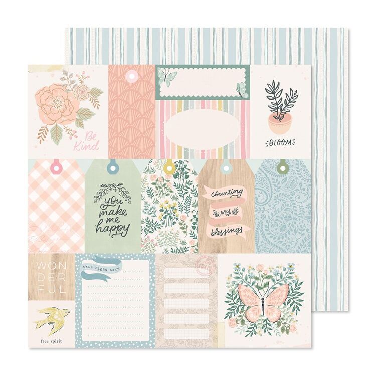 American Crafts Gingham Garden Be Kind Loose Paper Be Kind 12 x 12 in