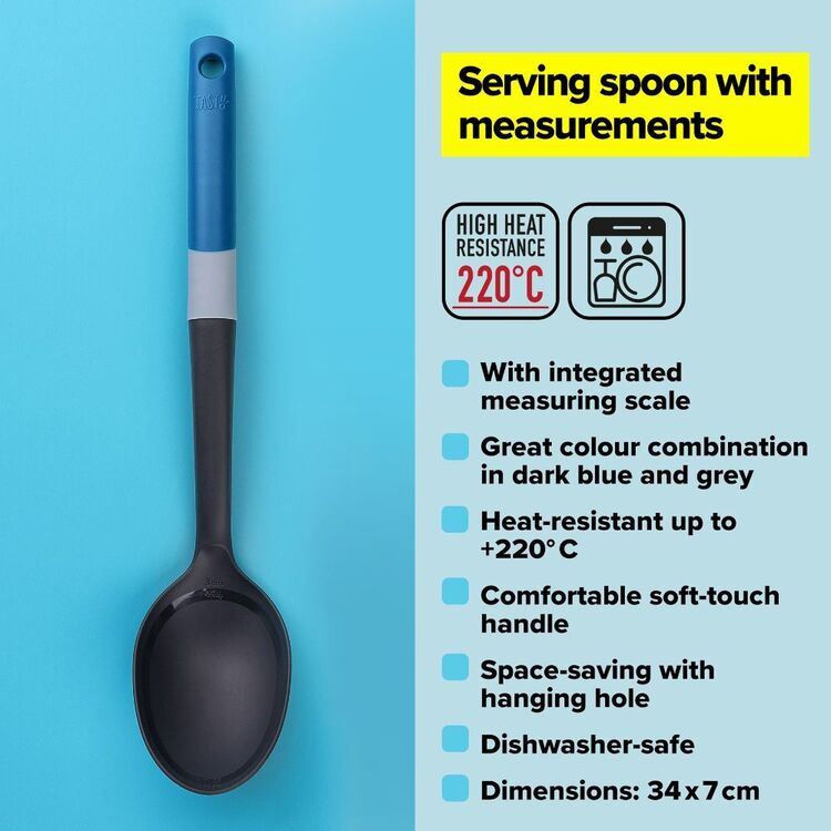 Spoon Blue Color Code Tasty Solid Spoon Blue & Grey | Spotlight Australia