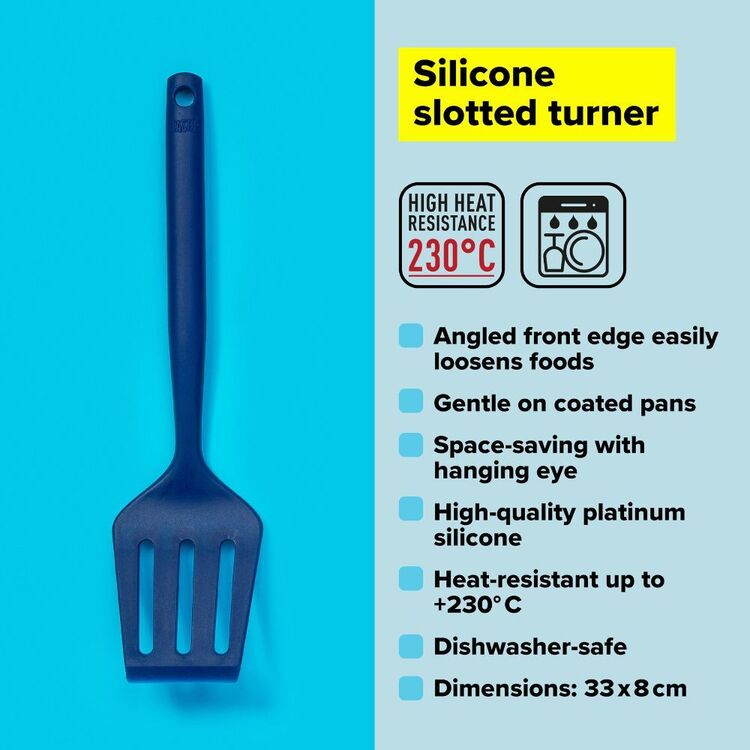 Tasty Silicone Slotted Turner Blue Grey