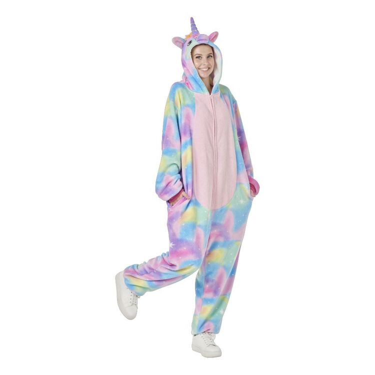 Spartys Adult Plush Unicorn Onesie Multicoloured