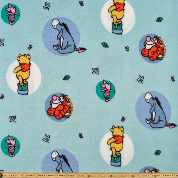 Disney Winnie the Pooh Circle 148 cm Husky Fleece Fabric Blue