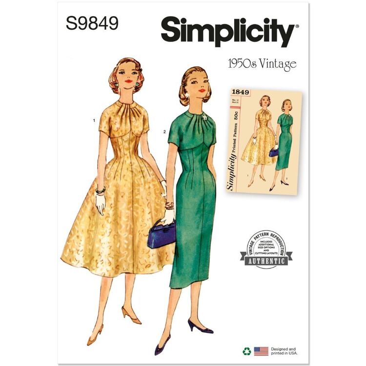 Simplicity S9849 Misses' 1950s Empire Line Dress Pattern Simplicity S9849 Misses' 1950s Empire Line Dress Pattern
