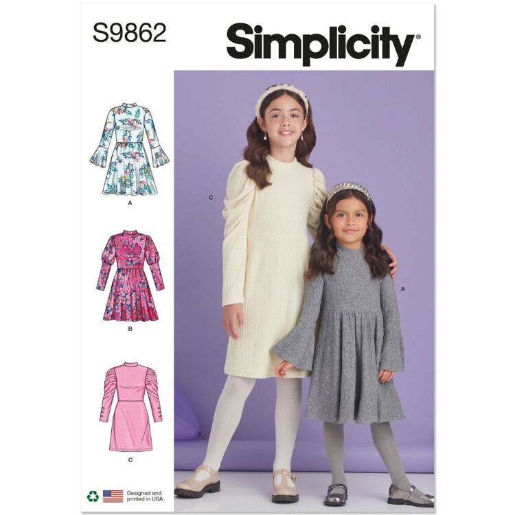 Simplicity S9862 Children's & Girls' Knit Dress Pattern
