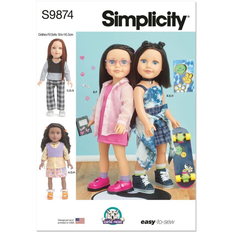 Carla R Doll Simplicity S9874 18 inch Doll Clothes Pattern by Carla Reiss Design ...