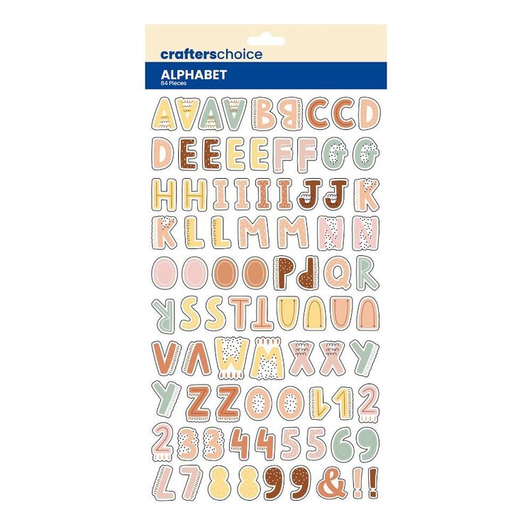 Abc Malt Sticker Crafters Choice Chipboard Baby Girl Alphabet Stickers Multicoloured