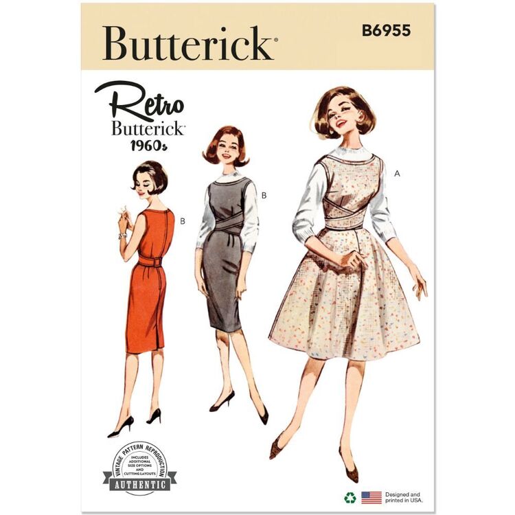 Butterick B6955 1960s Misses' Dress Pattern