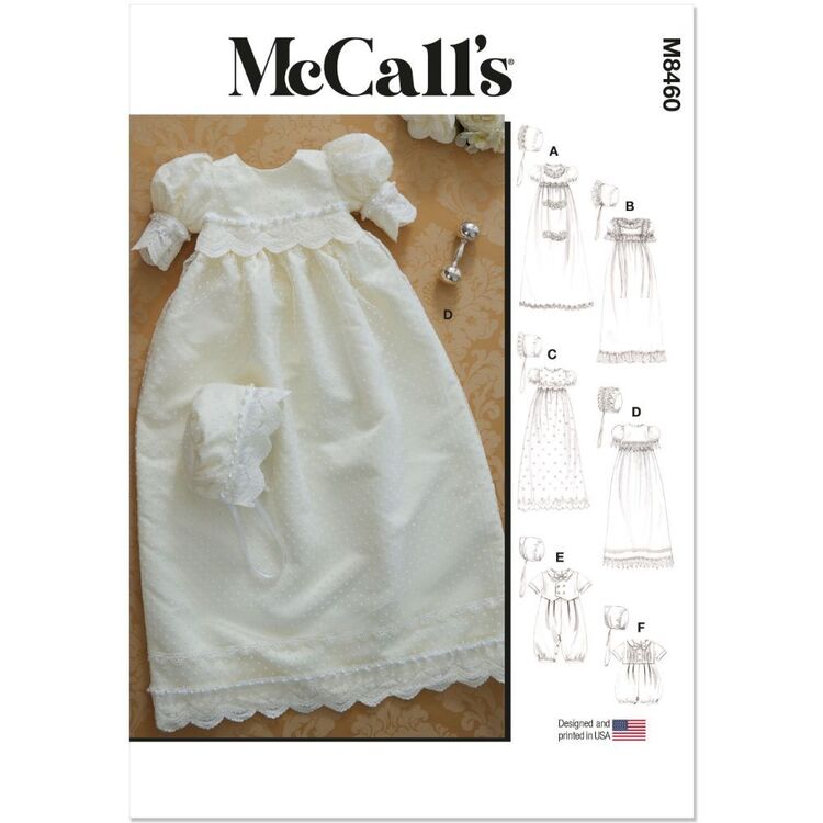 McCall's M8460 Infant's Christening Gown, Romper & Bonnet Pattern
