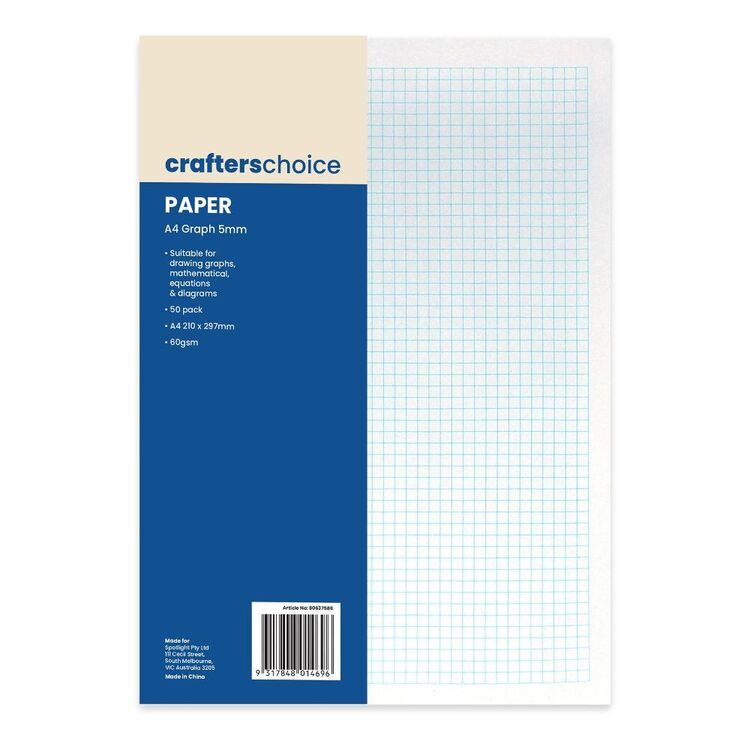 Crafters Choice A4 5mm Grid Paper 50 Pack Grid Paper