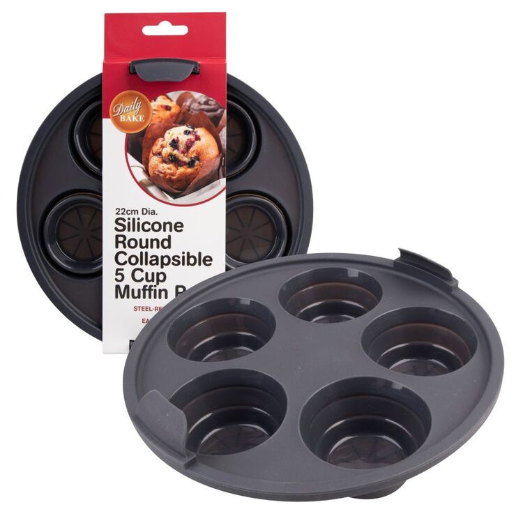 Daily Bake Silicone Round Air Fryer Muffin Pan Charcoal Cup