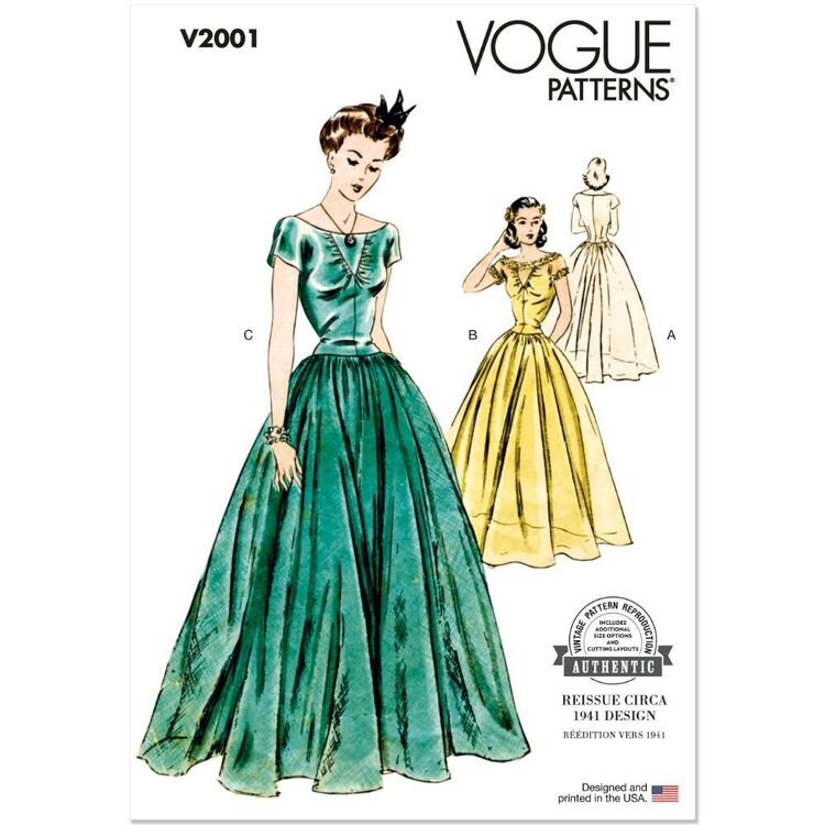 Ytk Patterns Vogue V2001 Misses' 1941 Dress Pattern | Spotlight Australia