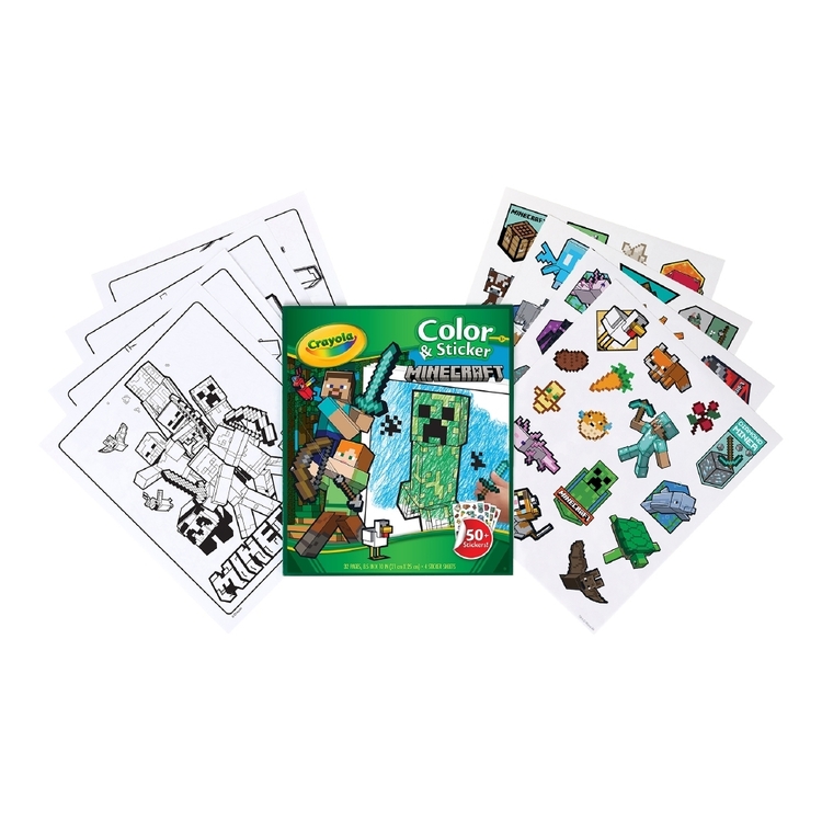 Crayola Minecraft Colour & Sticker Book Set Multicoloured