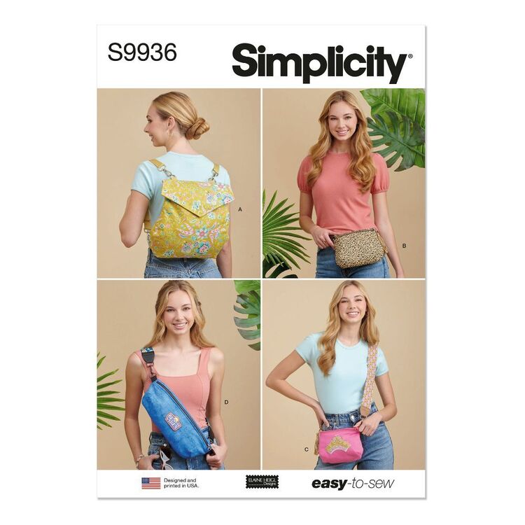 Simplicity S9936 Backpack, Bags & Purse by Elaine Heigl Designs Pattern
