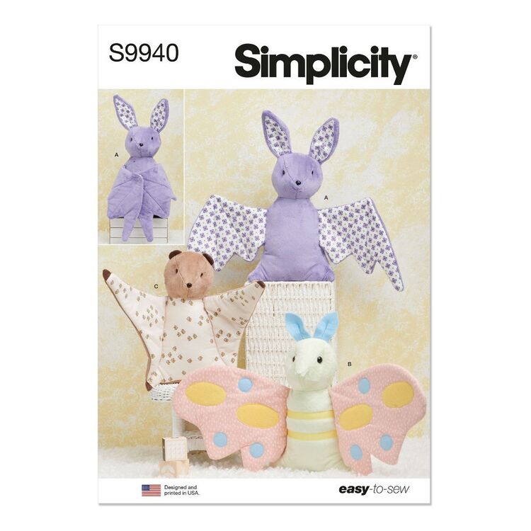 Simplicity S9940 Plush Bat, Moth & Flying Squirrel Pattern