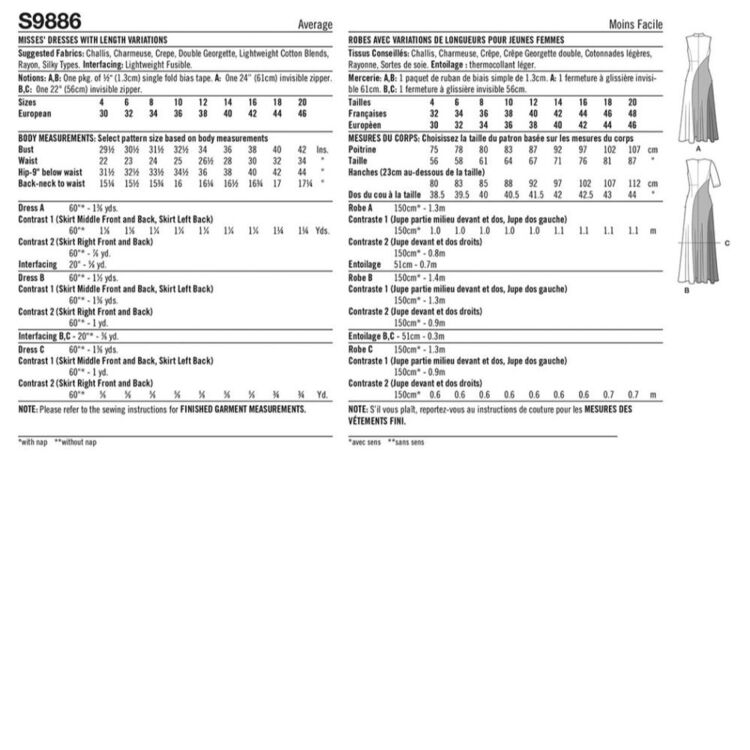 Simplicity S9886 Misses' Dress with Length Variations Pattern
